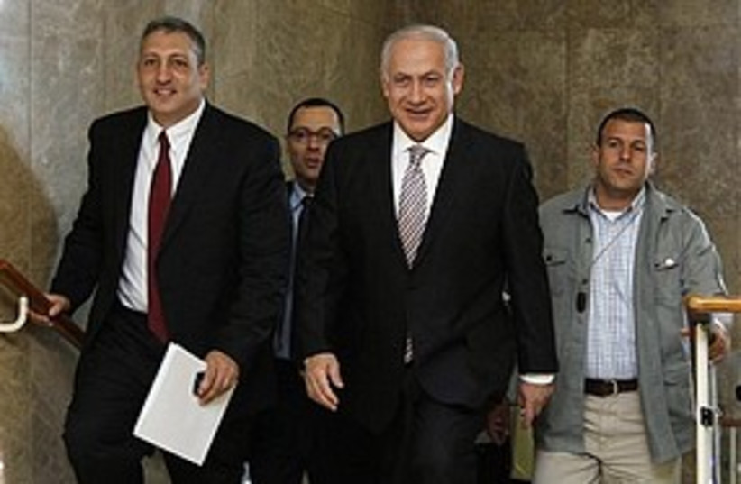 Netanyahu arrives at cabinet meeting 311 (photo credit: ASSOCIATED PRESS)