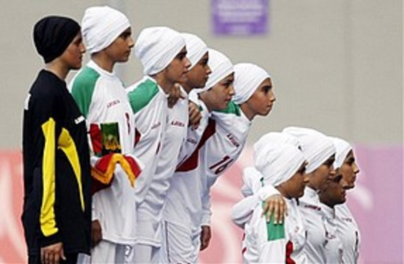 Iranian girls soccer team 311 AP (photo credit: Associated Press)