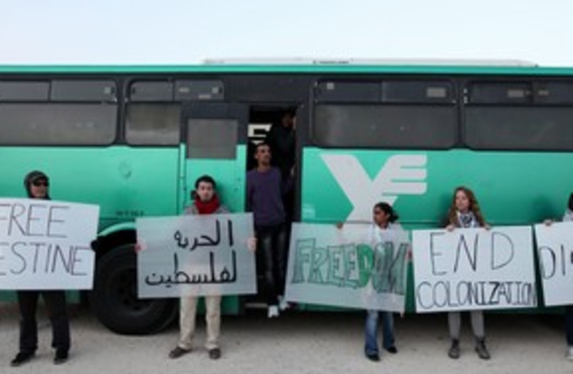 Palestinians activists try to get bus to J'lem 311 (photo credit: Marc Israel Sellem)