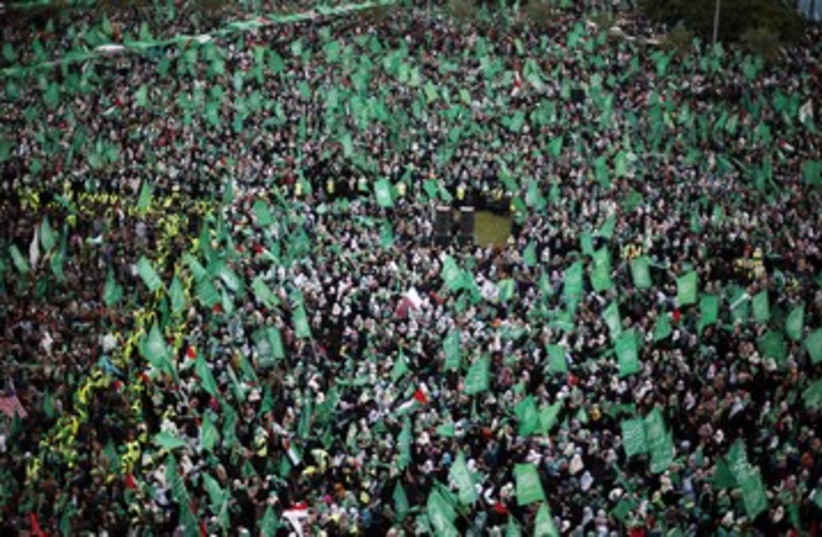 Hamas rally in Gaza Strip huge crowds 390 (photo credit: Suhaib Salem / Reuters)