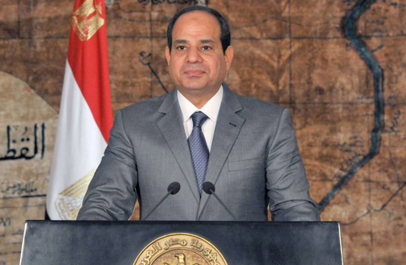 Egypt's President Abdul Fattah al-Sisi looks on as he delivers a speech in Cairo. (photo credit: REUTERS)
