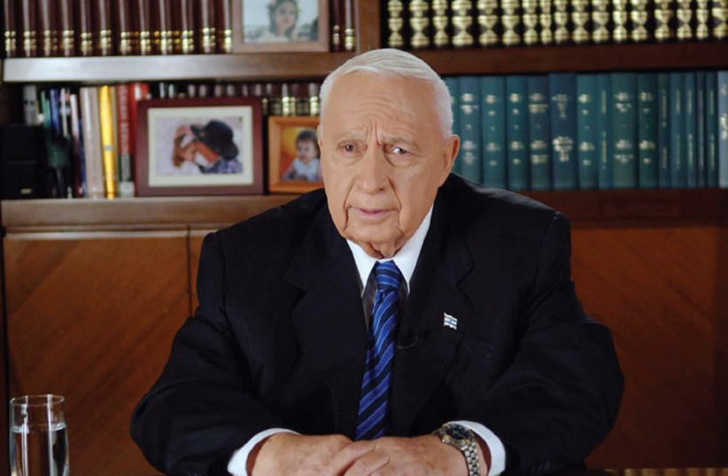 Prime Minister Ariel Sharon addresses the nation on the disengagement from Gaza, August 15, 2005 (photo credit: REUTERS)