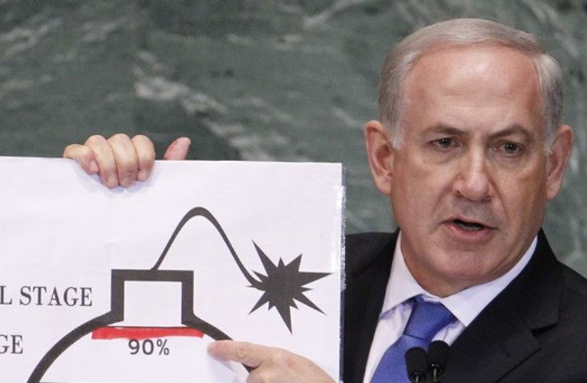 Netanyahu warns against nuclear Iran at 2012 UN General Assembly (credit: REUTERS)