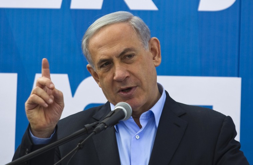 Netanyahu speaks during a cornerstone laying ceremony in Sderot. (photo credit: REUTERS)