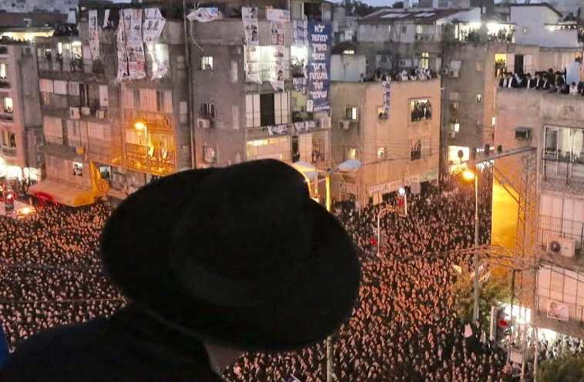 Haredi political rally in Bnei Brak, March 11, 2015 (photo credit: MARC ISRAEL SELLEM)