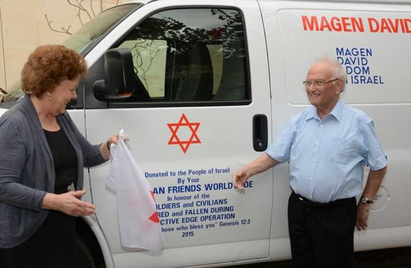 MDA ambulance dedication in Jerusalem (photo credit: MAARIT KYTOHARJU)
