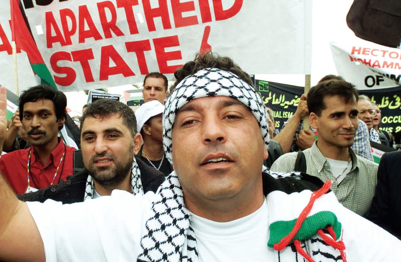 Anti-Israel demonstrators at the World Conference on Racism in Durban, South Africa, in 2001; Muslim anti-Zionism is picking up from where Christian antisemitism left off. (credit: REUTERS)