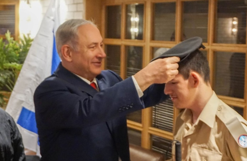Prime Minister Benjamin Netanyahu and Blind Soldier Daniel Defur (photo credit: SPECIAL IN UNIFORM)