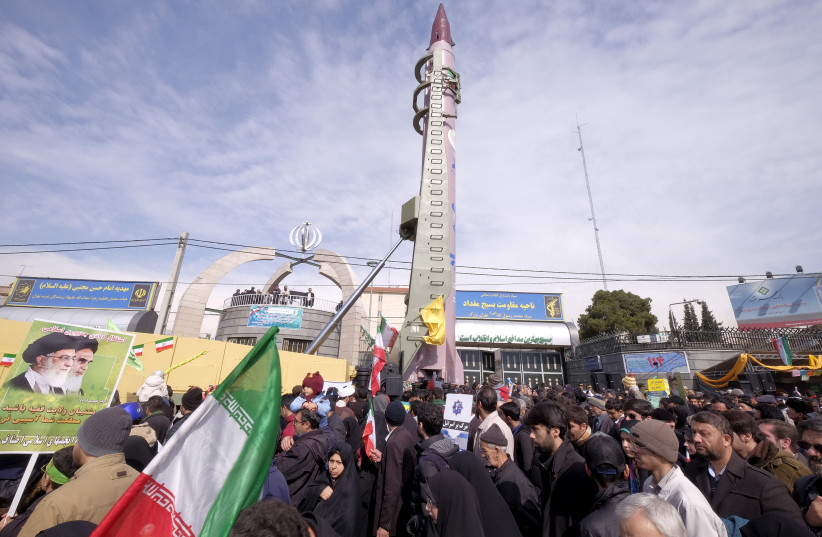 Iranian-made Emad missile is displayed during a ceremony marking the 37th anniversary of the Islamic Revolution, in Tehran February 11, 2016.  (photo credit: REUTERS)