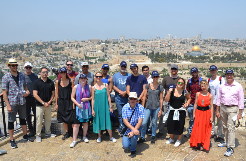 INSS SUMMER PROGRAM students gather during their field trip to East Jerusalem. (photo credit: INSS)