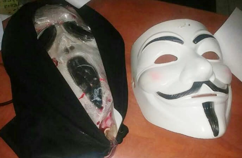 Two of the masks recovered after the arrests of 2 youths, October 2017 (photo credit: Courtesy)