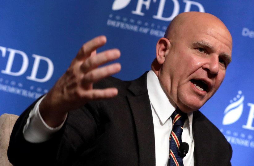 National security adviser Lt. Gen. H.R. McMaster speaks at the FDD National Security Summit in Washington (photo credit: YURI GRIPAS/REUTERS)