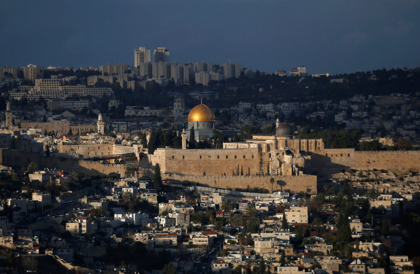 A general view of Jerusalem shows the Dome of the Rock, located in Jerusalem's Old City on the compound known to Muslims as Noble Sanctuary and to Jews as Temple Mount December 6, 2017. (photo credit: REUTERS)