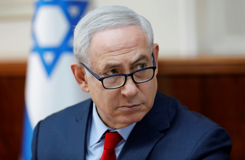 Prime Minister Benjamin Netanyahu attends a weekly cabinet meeting in Jerusalem (photo credit: REUTERS)