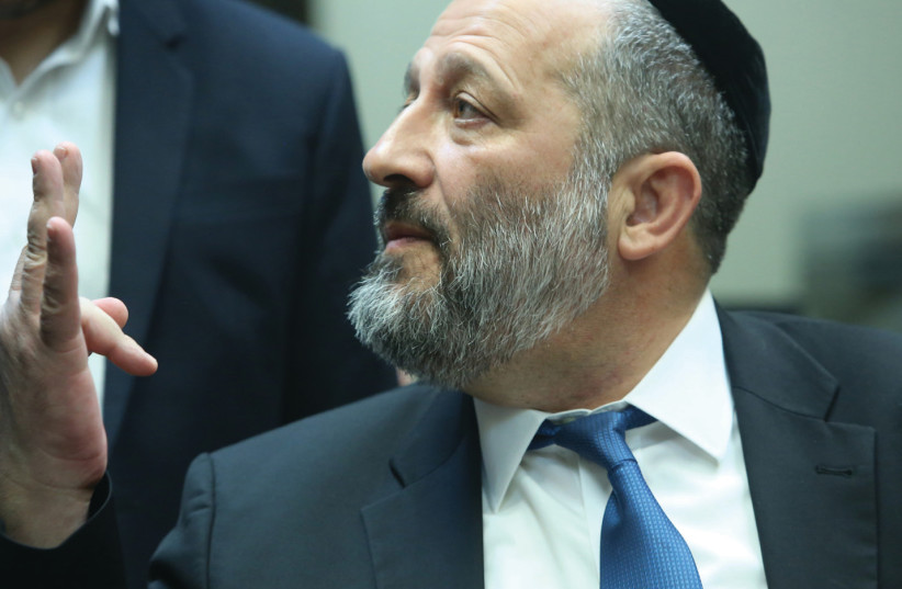 INTERIOR MINISTER Arye Deri at the Knesset (photo credit: MARC ISRAEL SELLEM/THE JERUSALEM POST)