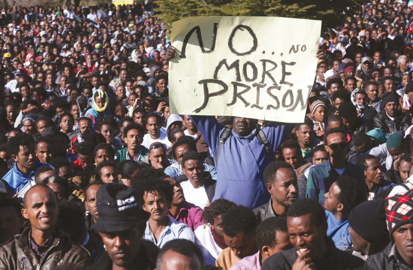 A RALLY in Jerusalem for African migrants in 2014. (photo credit: MARC ISRAEL SELLEM/THE JERUSALEM POST)