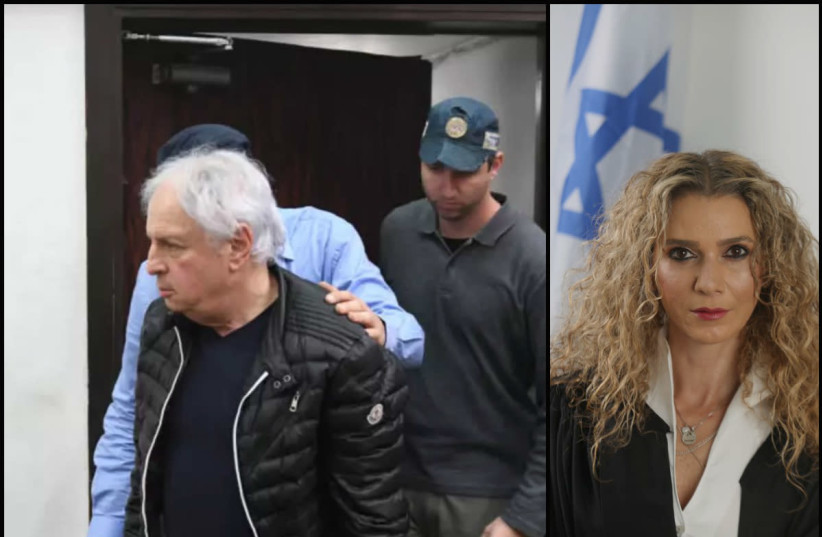 Bezeq shareholder Shaul Elovich and Tel Aviv Court Judge Ronit Poznanski-Katz (photo credit: AVSHALOM SASSONI/ISRAELI JUSTICE MINISTRY SPOKESPERSON'S OFFICE)