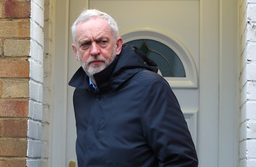 Britain's opposition Labour Party leader Jeremy Corbyn leaves his home in London, Britain, April 2, 2018. (photo credit: REUTERS / HANNAH MCKAY)