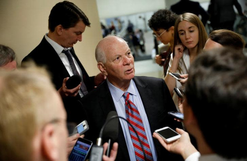 Sen. Ben Cardin (D-MD) speaks with reporters ahead of the party luncheons on Capitol Hill in Washington, U.S. January 23, 2018. (credit: REUTERS/AARON P. BERNSTEIN)