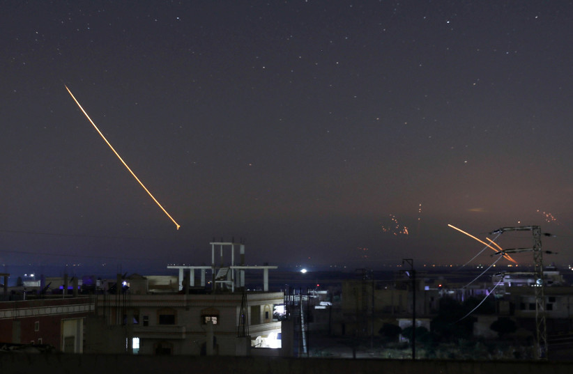 Missile fire is seen over Daraa, Syria, May 10, 2018