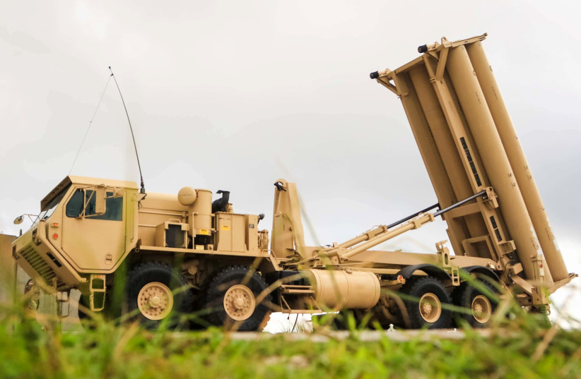 A U.S. Army Terminal High Altitude Area Defense (THAAD) weapon system is seen on Andersen Air Force Base, Guam, October 26, 2017. (photo credit: REUTERS)