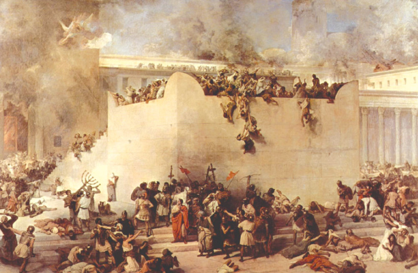 ‘THE DESTRUCTION of the Temple of Jerusalem,’ Francesco Hayez, 1867 (photo credit: Wikimedia Commons)