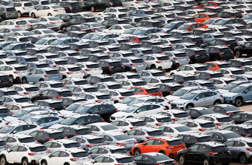 New imported cars are seen in a parking lot near Eilat's port, Israel, June 12, 2018New imported cars are seen in a parking lot near Eilat's port, Israel, June 12, 2018 (credit: AMIR COHEN/REUTERS)