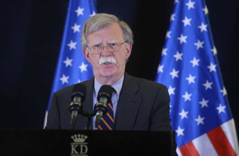 National security advisor John Bolton at press conference at King David (credit: MARC ISRAEL SELLEM/THE JERUSALEM POST)
