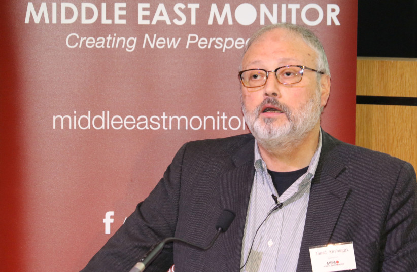Saudi dissident Jamal Khashoggi speaks at an event hosted by Middle East Monitor in London Britain, September 29, 2018. Picture taken September 29, 2018 (credit: MIDDLE EAST MONITOR)