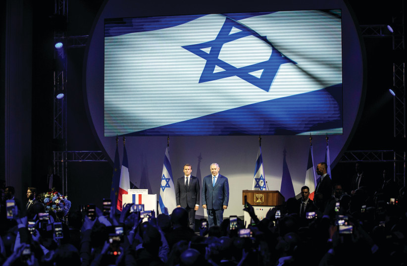 ARE FRANCE and Israel similar? French President Emmanuel Macron and Prime Minister Benjamin Netanyahu attend the opening ceremony of the France-Israel season event in Paris last June (photo credit: REUTERS)