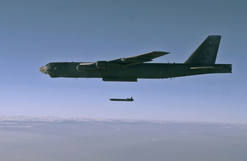 An unarmed AGM-86B Air-Launched Cruise Missile is released from a B-52H Stratofortress over the Utah Test and Training Range during a Nuclear Weapons System Evaluation Program sortie, 80miles west of Salt Lake City, Utah, U.S., September 22, 2014. Picture taken September 22, 2014. (photo credit: REUTERS)