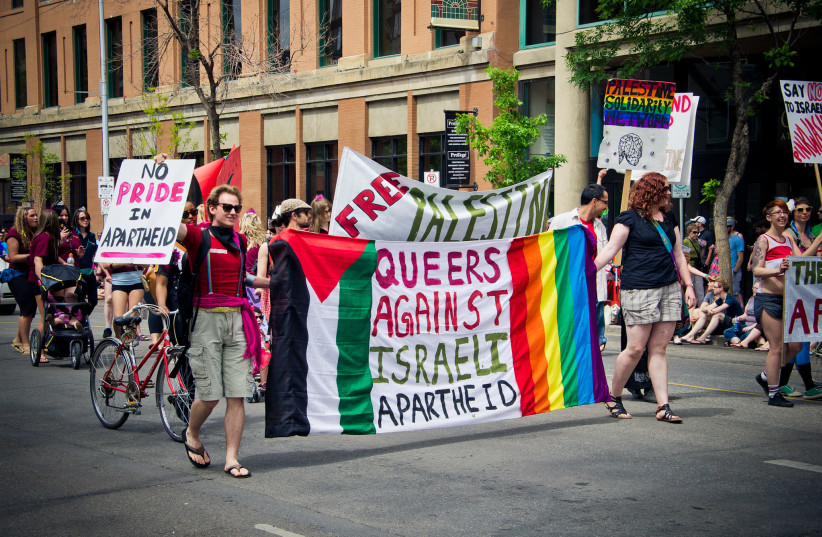 Queers Against Israeli Apartheid at Edmonton Pride Parade 2011 (credit: KURT BAUSCHARDT/FLICKR)