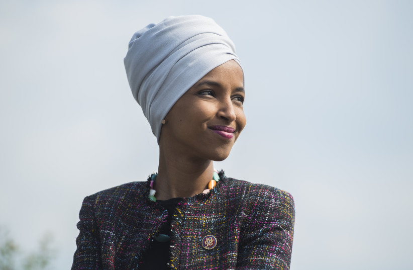 Rep. Ilhan Omar has made wearing a headscarf seem fashionable, chic and powerful. (photo credit: TOM WILLIAMS/CQ ROLL CALL)