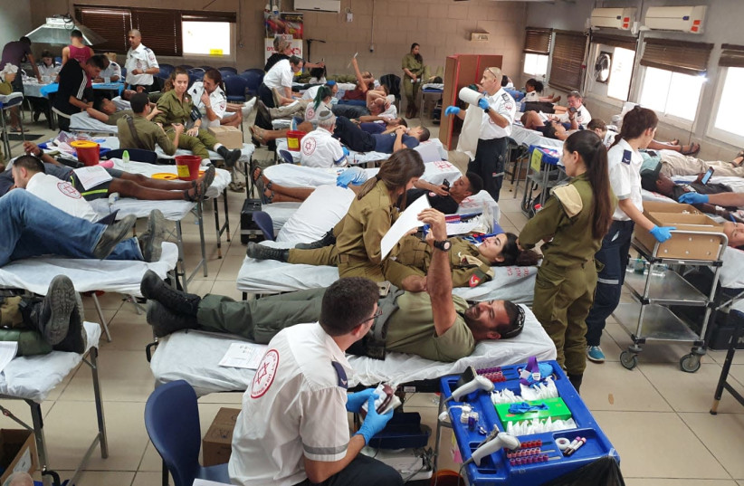 ''Blood Brothers'' blood donation campaign by IDF and MDA, Oct. 2019 (credit: MAGEN DAVID ADOM)