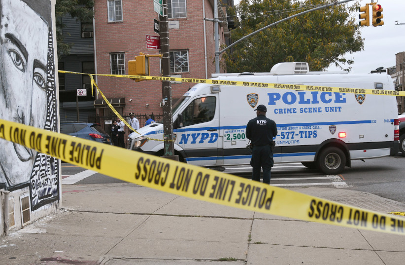 Police are pictured on the scene of a shooting at Triple A Aces club in the Brooklyn borough of New York City, New York, U.S., October 12, 2019