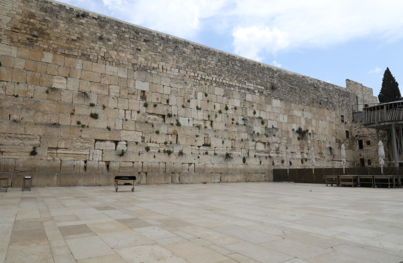 THE WESTERN WALL stands empty of worshipers amid the coronavirus crisis. (credit: MARC ISRAEL SELLEM/THE JERUSALEM POST)