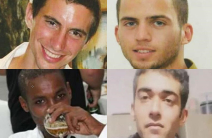 Israelis Hadar Goldin, Oron Shaul, Avera Mengistu and Hisham Al-Sayed being held by Hamas in Gaza (credit: COURTESY OF THE FAMILY/FACEBOOK)