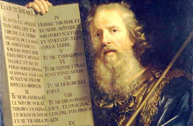 ‘MOSES WITH the Ten Commandments,’ Philippe de Champaigne, 1648: Why not read them every day? (credit: Wikimedia Commons)
