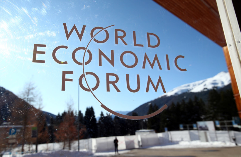 A sign is pictured at the Congress Center ahead of the World Economic Forum (WEF) annual meeting in Davos, Switzerland January 20, 2020. (photo credit: REUTERS)
