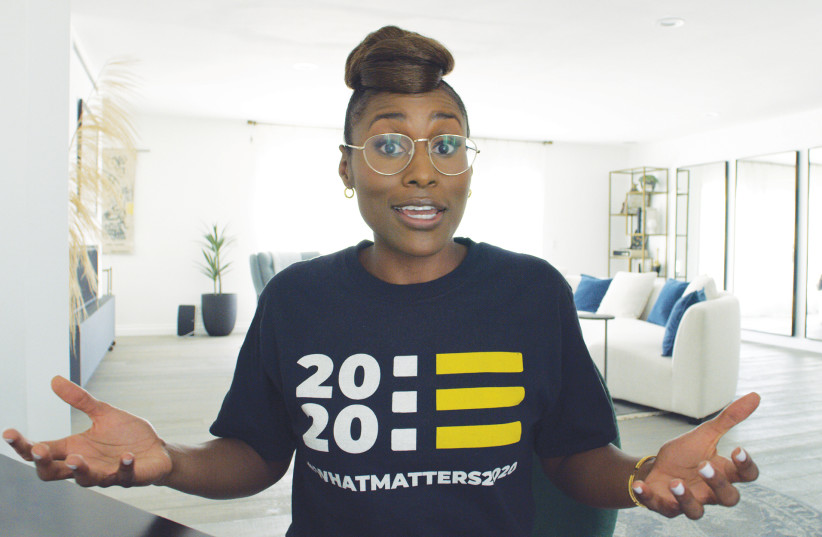 Issa Rae has a Zoom conversation with a fellow boarding school graduate. (photo credit: HBO)