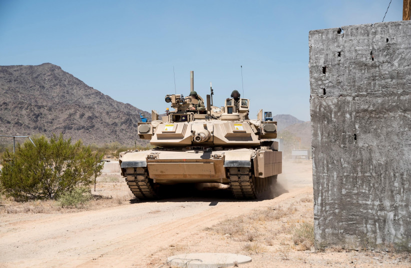 The Trophy Active Protection Systems (APS) on a US Abrams tank.