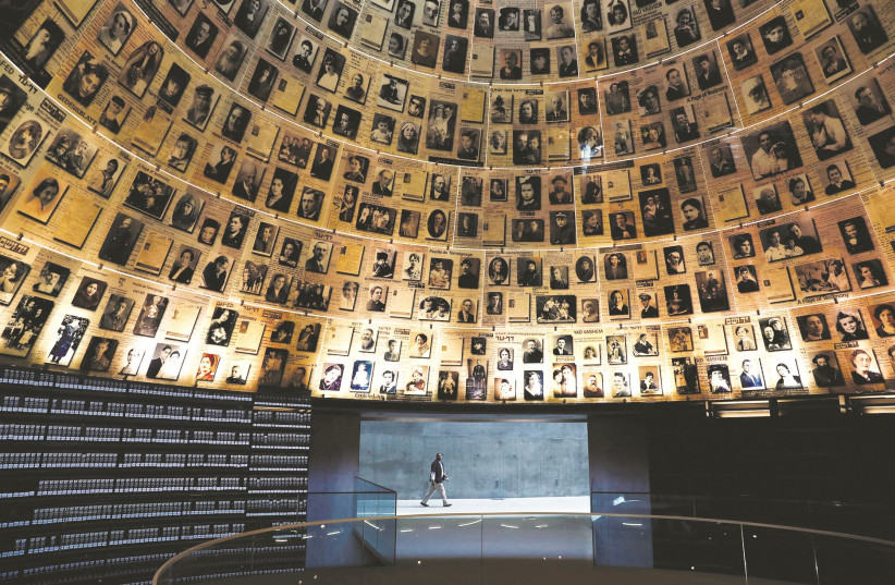 THE HALL of Names at the Yad Vashem World Holocaust Remembrance Center in Jerusalem, April 20, 2020. (photo credit: RONEN ZVULUN/REUTERS)