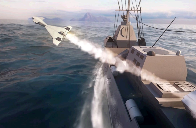 The Harop is seen launched at sea. (credit: IAI)