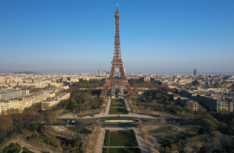 Aerial view of Paris, France and the Eiffel Tower