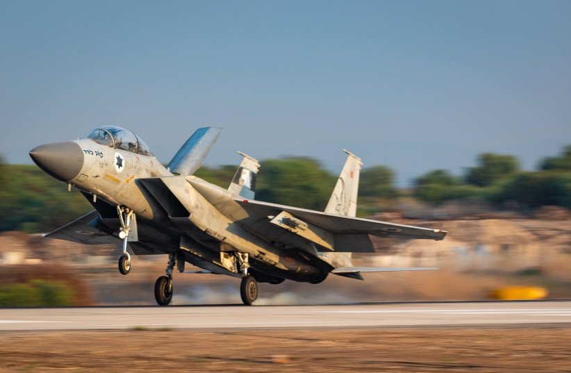 An IAF fighter jet is seen taking off amid the Vered Hagalil drill in Israel's North. (credit: IDF SPOKESPERSON'S UNIT)