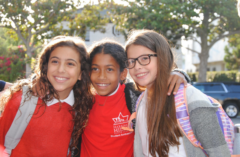 Jewish day schools have increasingly diverse student bodies, including at the Harkham Hillel Hebrew Academy in Beverly Hills, California. (credit: COURTESY OF PRIZMAH)