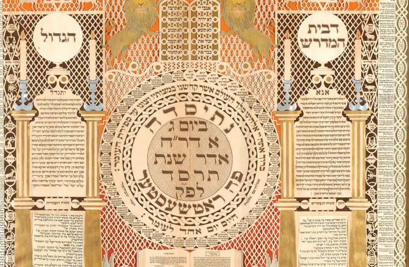Memorial Tablet and Omer Calendar (Google Art Project.jpg) by Baruch Zvi Ring (circa 1872 -1927) (photo credit: WIKIPEDIA)