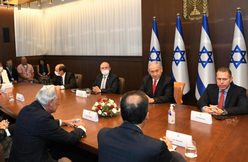 Prime Minister Benjamin Netanyahu meeting with the JFNA delegation, May 27, 2021.  (credit: AMOS BEN-GERSHOM/GPO)