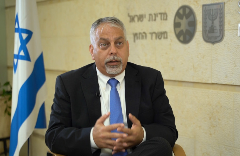 Israeli Foreign Ministry spokesman Lior Haiat, at the Foreign Ministry's office in Jerusalem. (credit: THE MEDIA LINE)