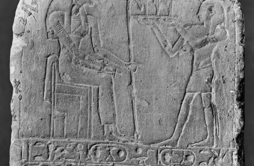 An ancient slab depicting the pharaoh Apries (Illustrative). (photo credit: Wikimedia Commons)